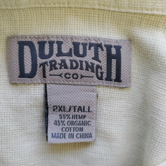 Duluth Trading Co Yellow Cotton & Hemp Short Sleeve Button Front Shirt Sz 2XLT - Picture 3 of 6